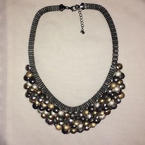 STATEMENT NECKLACE / silver gold and pewter